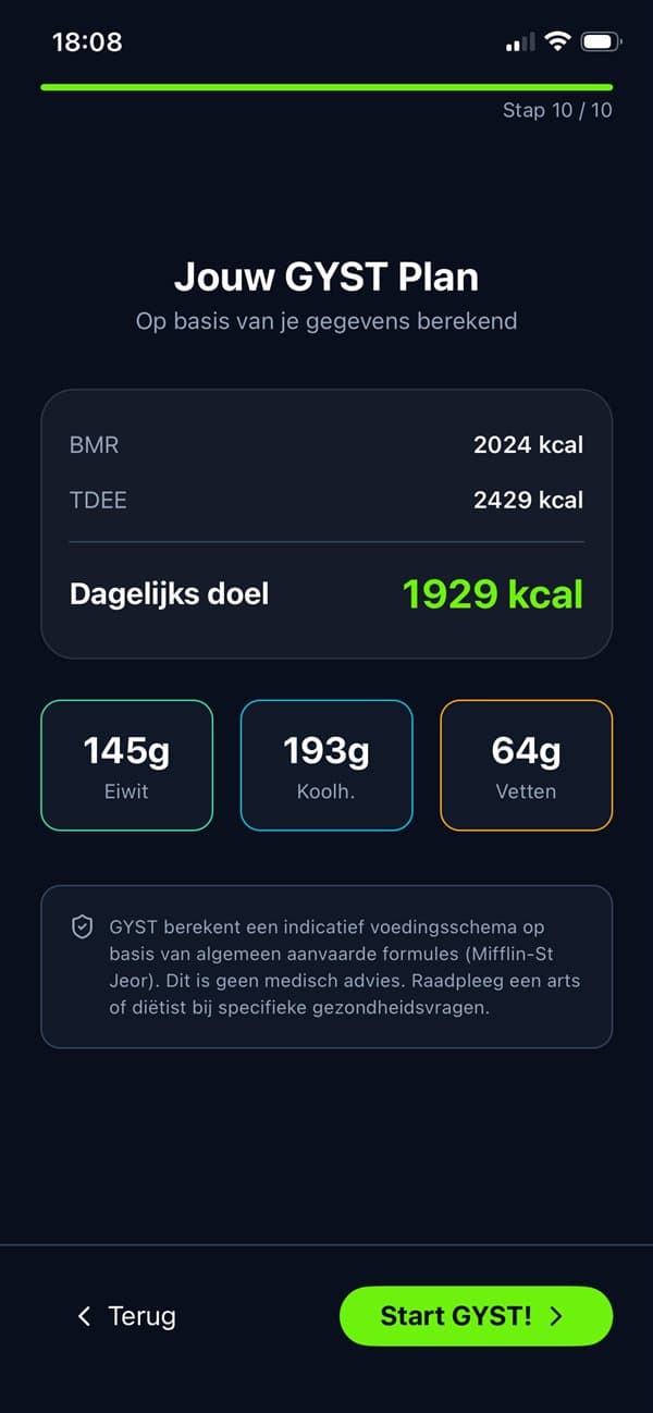 Plan automatisch berekend